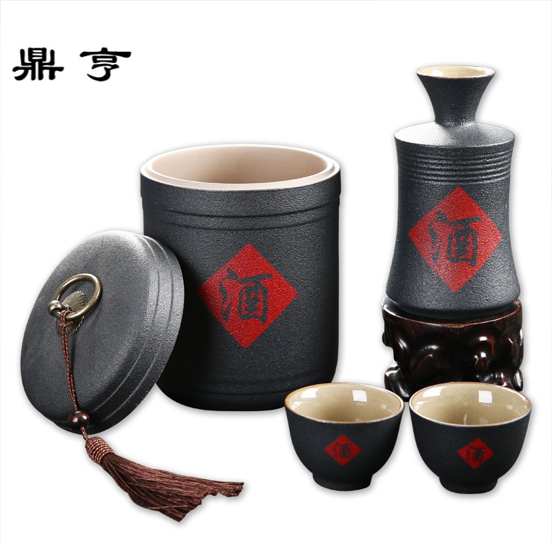 鼎亨陶瓷烫酒壶温酒器暖酒具家用温酒壶黄酒酒盅中式复古半斤热酒