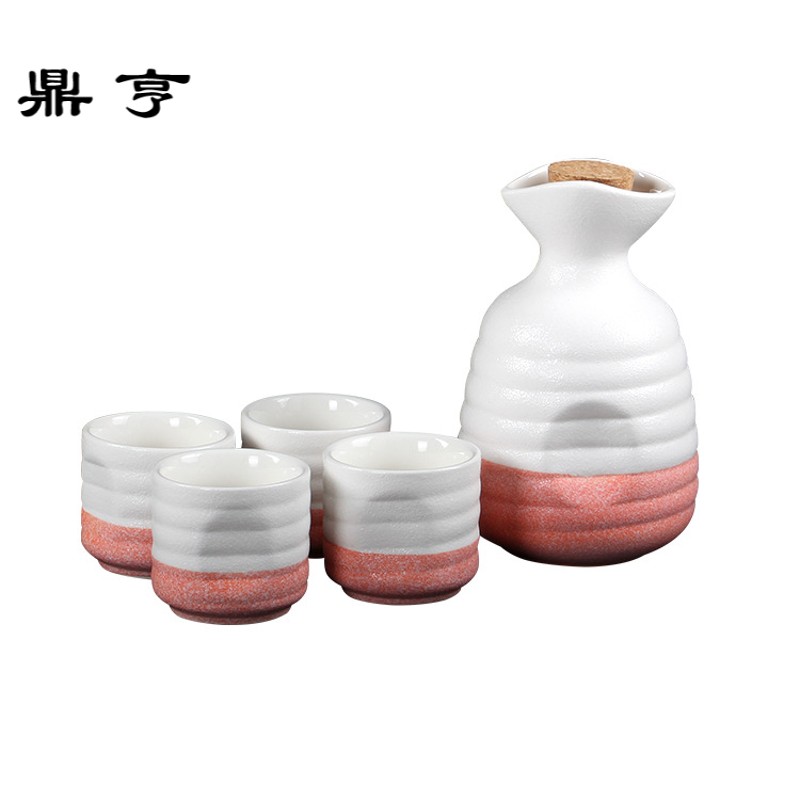 鼎亨日式创意酒具套装陶瓷酒杯家用粉色清酒壶一 壶四杯温酒器分