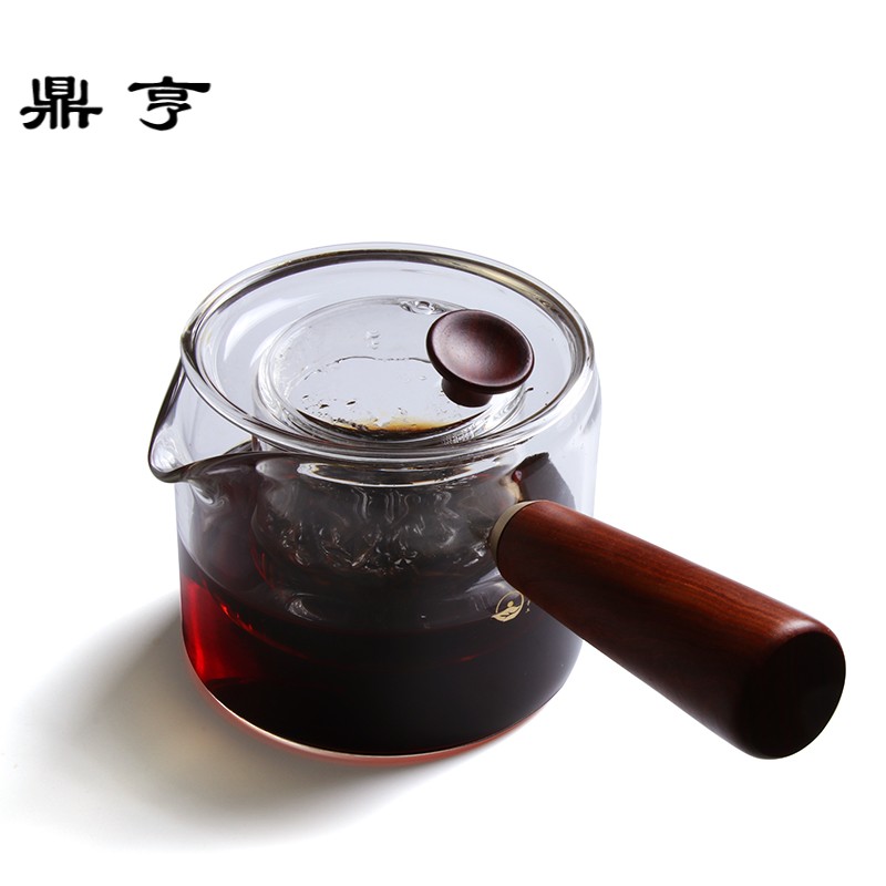 鼎亨日式手工耐热玻璃茶壶侧把煮茶壶泡茶壶花茶壶耐高温泡茶器茶