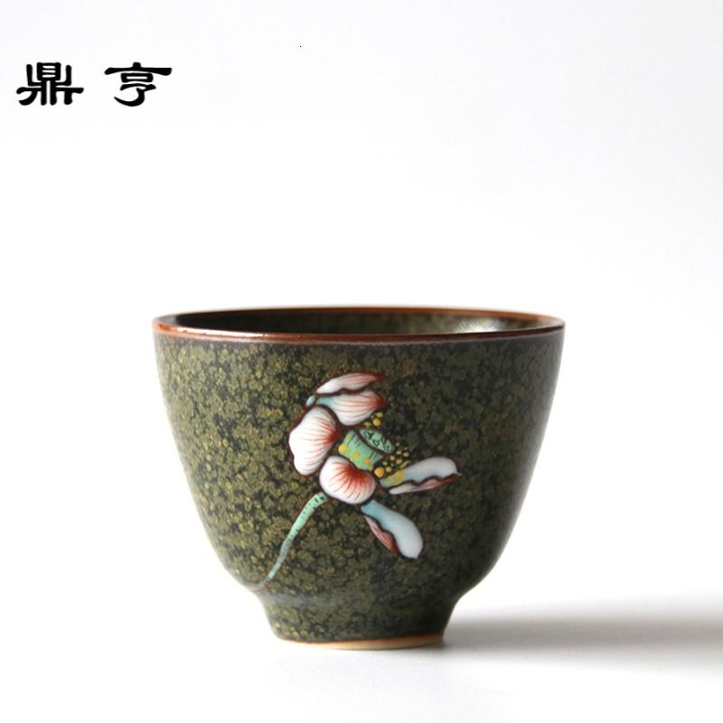 鼎亨台湾茶末釉茶杯陶瓷建盏烤瓷花品茗杯主人杯茶碗茶盏杯功夫茶