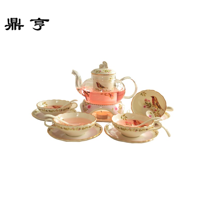 鼎亨花茶壶套装家用蜡烛可加热茶具欧式下午茶煮水果茶花茶壶玻璃