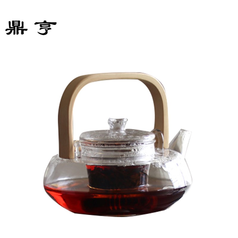 鼎亨日式竹把提梁煮茶壶玻璃茶壶水壶耐高温加厚泡茶壶普洱黑茶沸