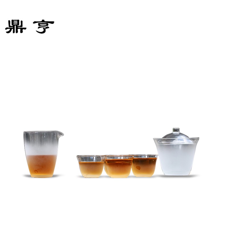 鼎亨日式手工整套功夫茶具云雾耐热玻璃盖碗公道杯品茗杯礼盒套装