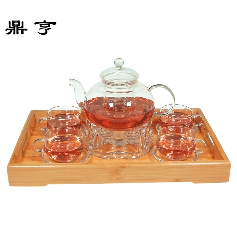 鼎亨耐热玻璃茶具套装透明过滤泡花茶水果茶壶煮红茶杯花茶茶具