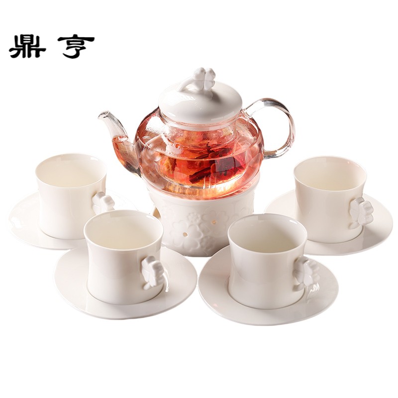 鼎亨韩式整套陶瓷玻璃花茶具套装煮水果茶下午茶泡花茶壶红茶杯