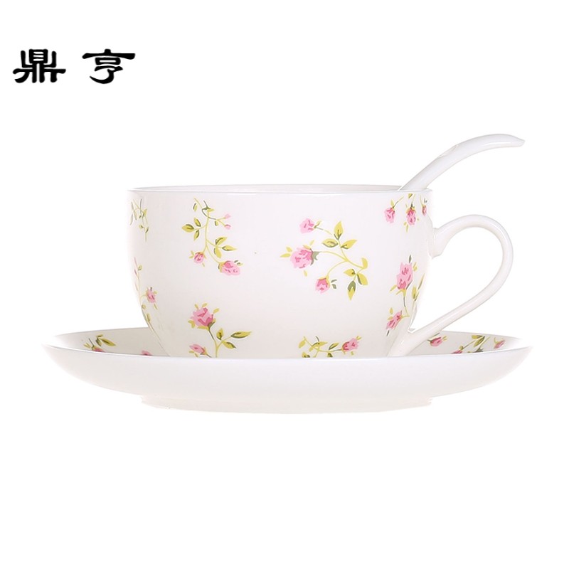 鼎亨外贸欧式复古陶瓷礼品骨瓷咖啡杯碟子杯子韩式田园玫瑰花茶杯