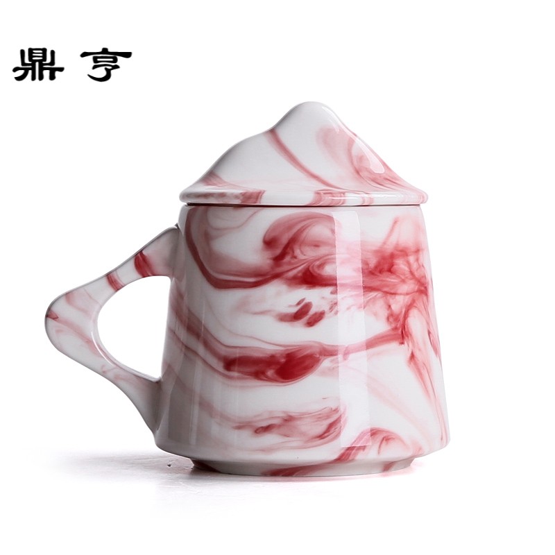 鼎亨简约创意仙山陶瓷马克杯水杯子 手工茶具茶杯办公室水杯防尘