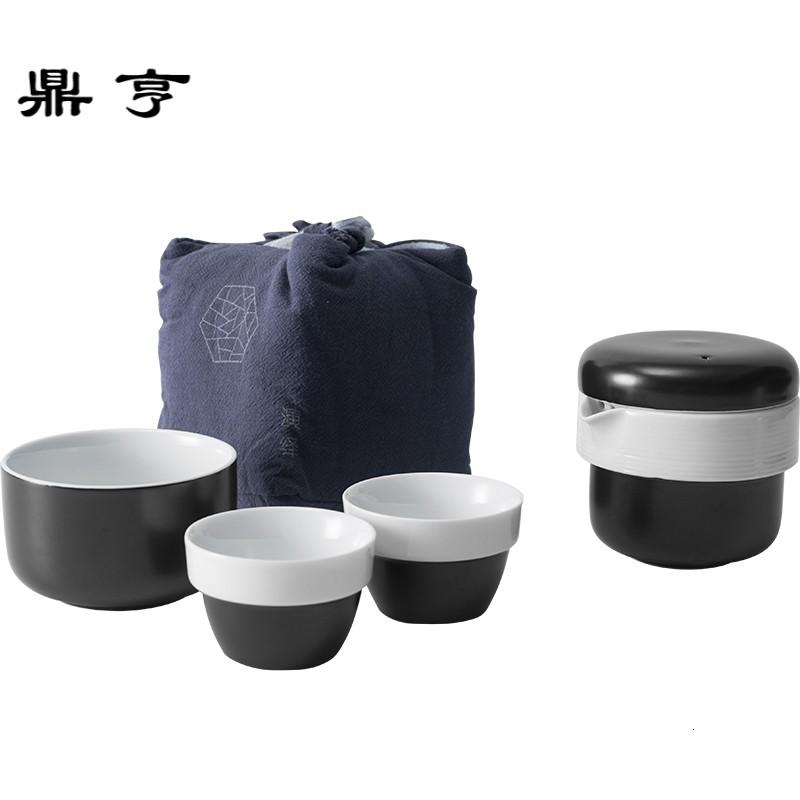 鼎亨快客杯一壶两杯防烫带过滤茶具套装便携旅行日式功夫茶杯陶瓷
