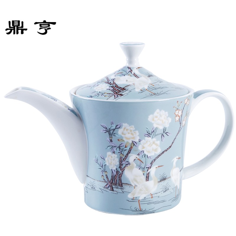鼎亨 骨瓷 鹤下午茶茶具套装 陶瓷茶盘 茶壶 奶杯 杯碟欧式