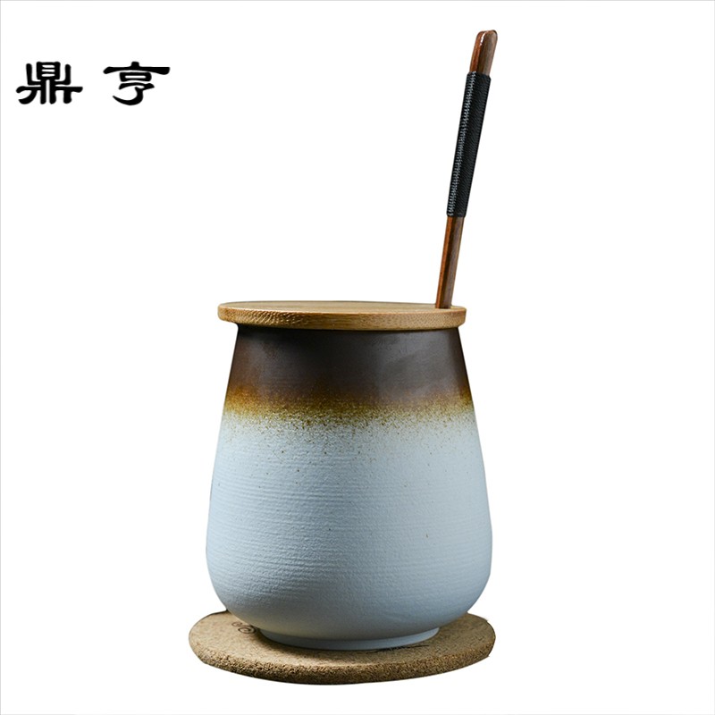 鼎亨日式水杯子陶瓷马克杯带盖勺创意简约咖啡杯定制杯个性情侣杯