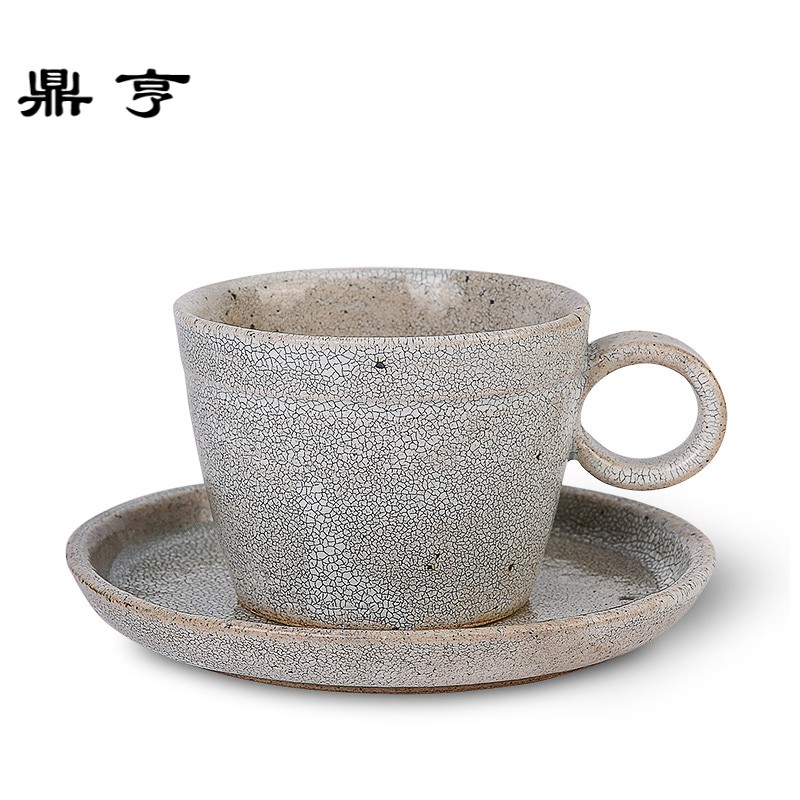 鼎亨日本进口职人手作美浓烧陶瓷个性做旧zakka咖啡杯碟套装 200m