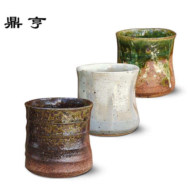 鼎亨日本进口纯手工传统古朴质感 窑变茶杯 带拇指随手形陶器水