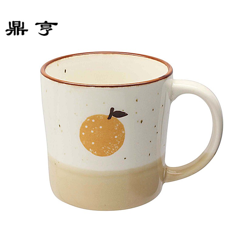鼎亨日本进口可爱小清新手作陶瓷柚子蓝鱼马克杯咖啡杯水杯子餐盘
