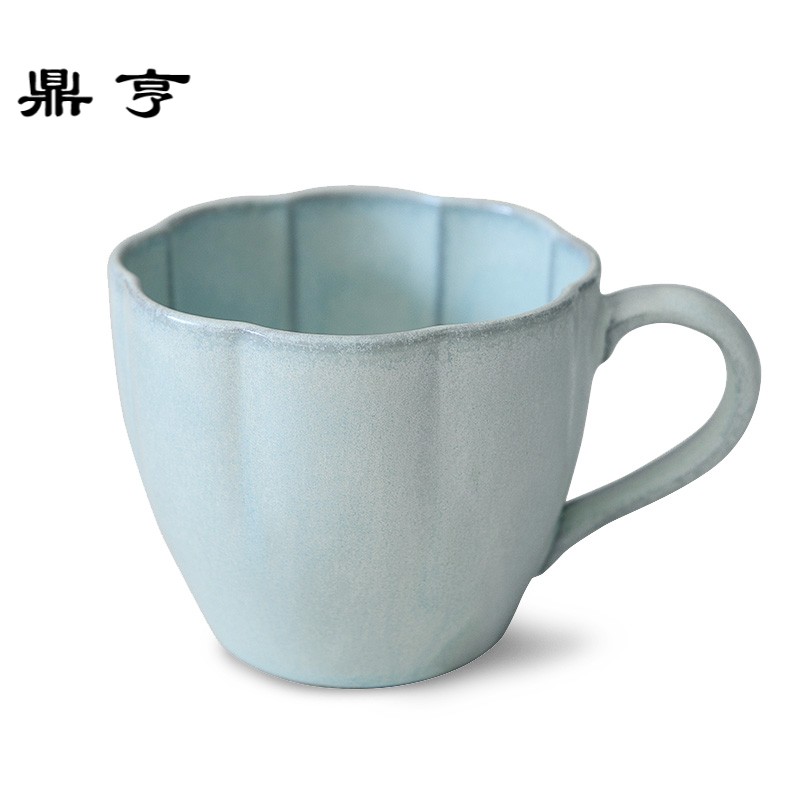 鼎亨日本进口濑户烧简约文艺复古风HANA手作花型陶器马克杯茶杯水