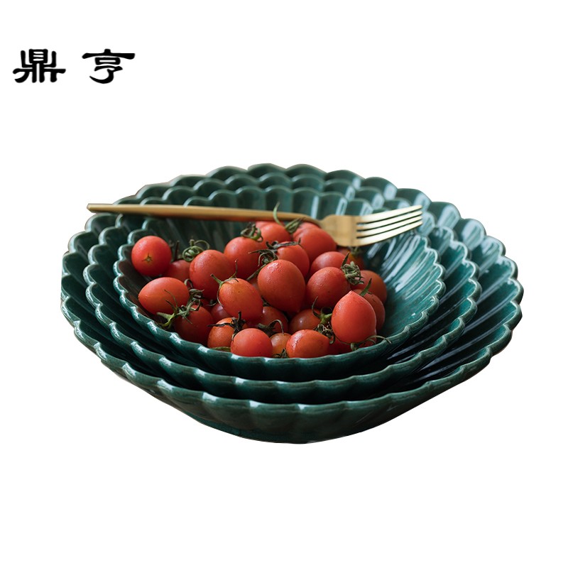 鼎亨日式创意餐盘陶瓷花朵盘餐盘汤盘家用简约意面盘碟大中小套装