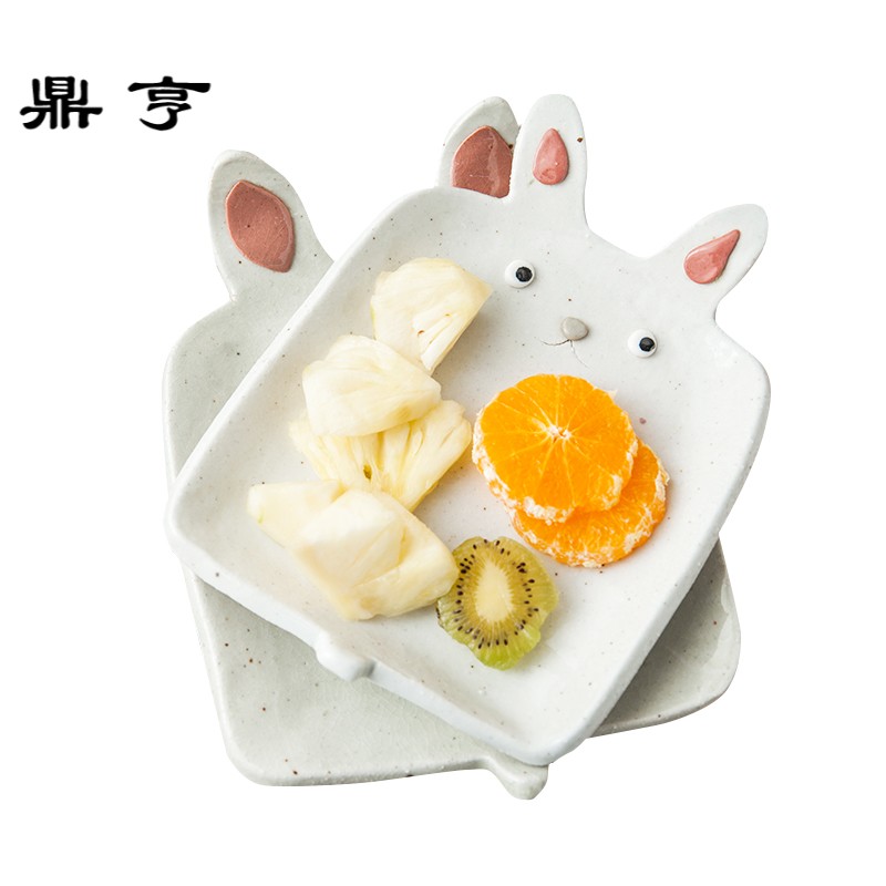 鼎亨日式卡通陶瓷盘 可爱水果沙拉盘厨房点心蛋糕盘创意手捏兔早