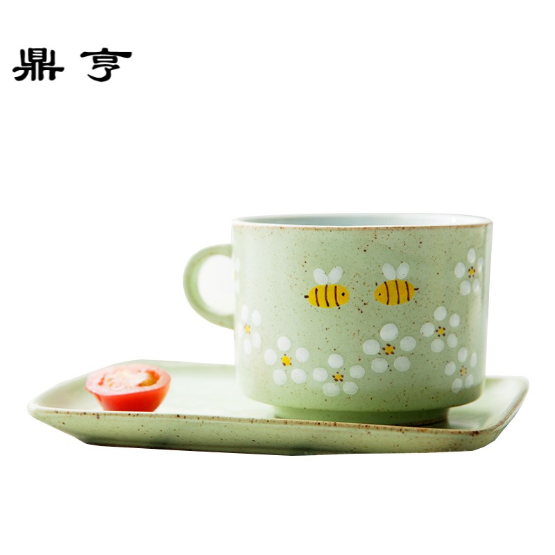 鼎亨手绘陶瓷咖啡杯碟套装日式杯子创意简约茶杯牛奶杯水杯马克杯