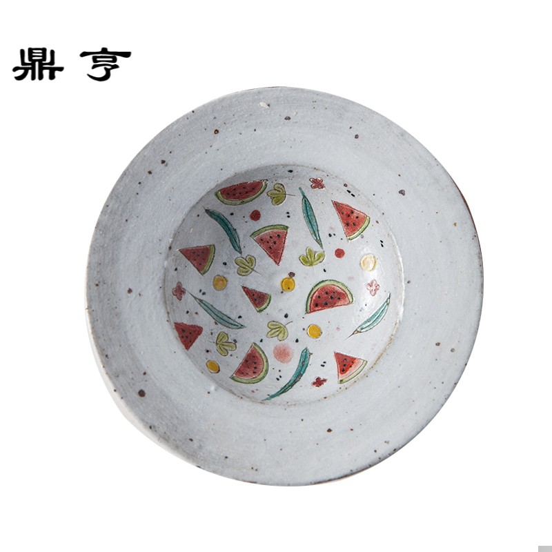 鼎亨燚坊粗陶日式复古餐盘手工餐盘创意碟子盘子果盘莓西瓜水果