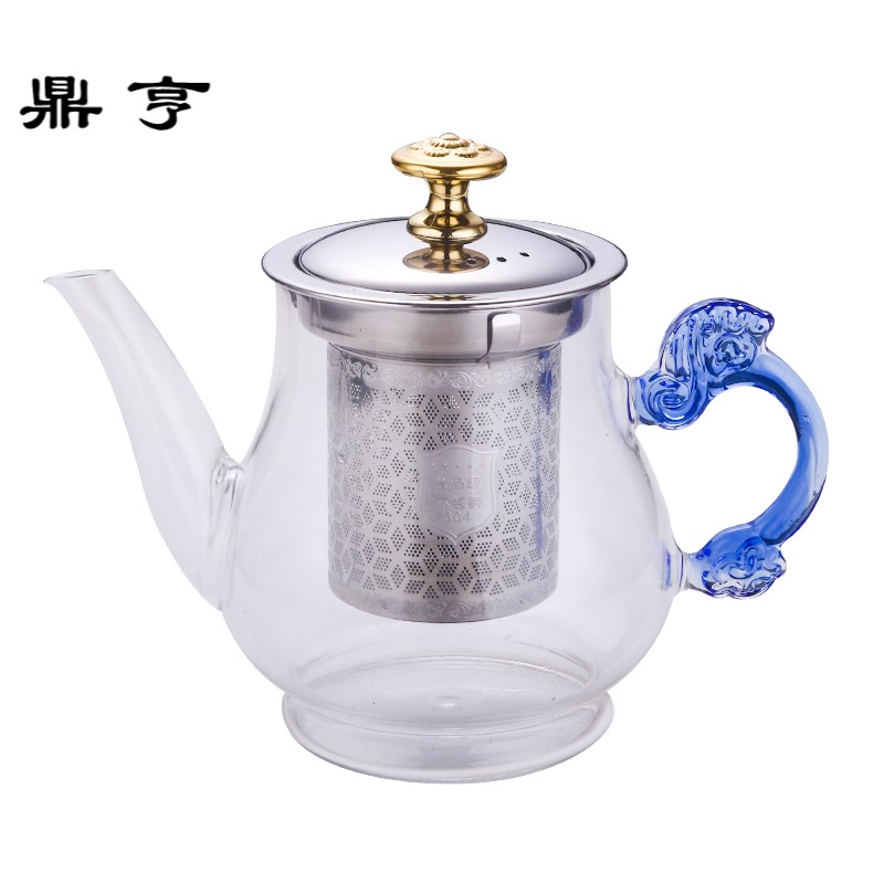 鼎亨耐热玻璃茶壶沏茶壶透明过滤茶具套装泡茶壶功夫 冲茶器家用