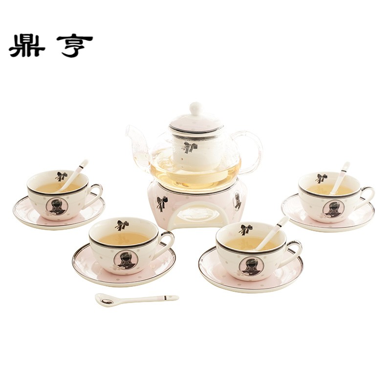 鼎亨韩式耐热陶瓷玻璃花茶具套装加热过滤玻璃花茶壶水果花茶茶具