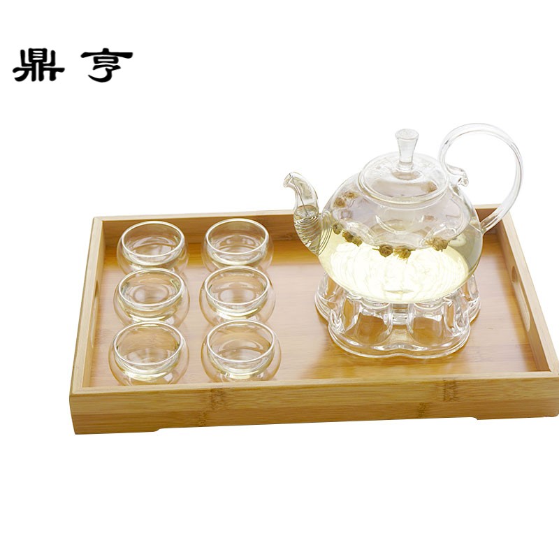 鼎亨耐热加厚玻璃茶具花茶壶套装透明茶具可加热煮泡新鲜水果茶壶