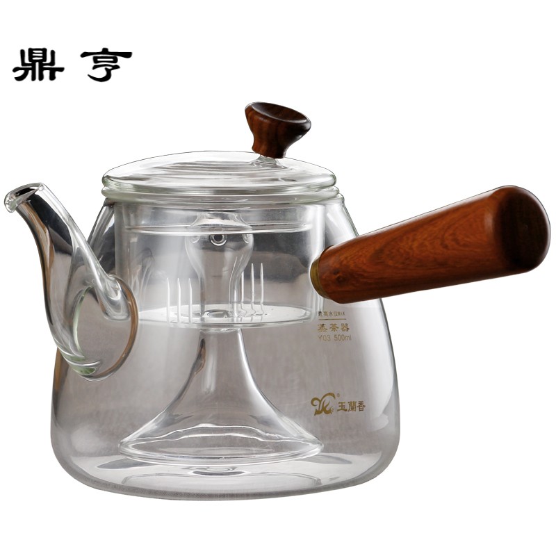 鼎亨电陶炉煮茶器玻璃家用蒸汽煮茶壶普洱蒸茶器白茶煮茶炉侧把小