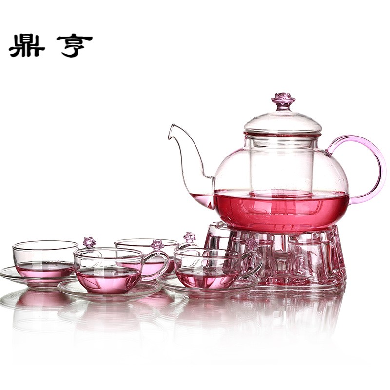 鼎亨花语浪漫花茶具整套 玻璃壶套装 泡茶壶 花语大花茶壶组 80