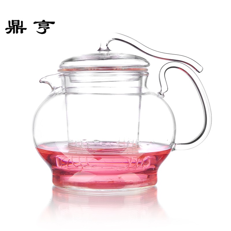 鼎亨花茶具透明花茶壶 三件式耐热茶壶玻璃过滤网 仙踪水壶