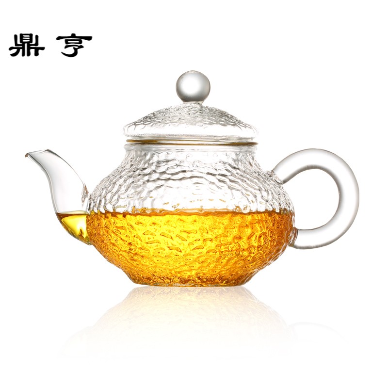 鼎亨玻璃茶壶小茶壶锤纹玻璃过滤泡茶壶功夫茶壶加厚泡茶器