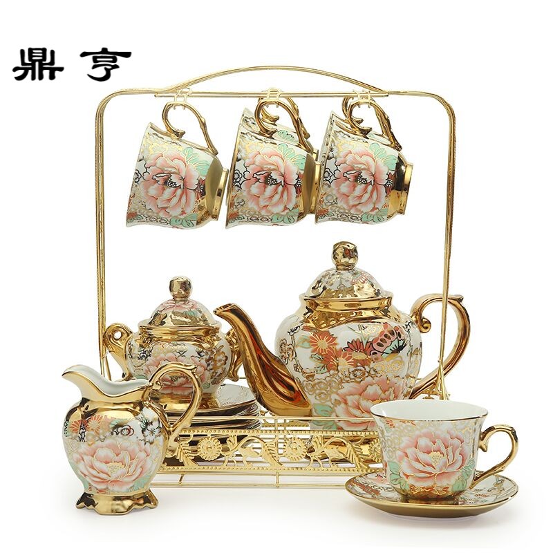 鼎亨陶瓷咖啡杯套装 咖啡套具欧式茶具花茶杯套装家用英式下午茶