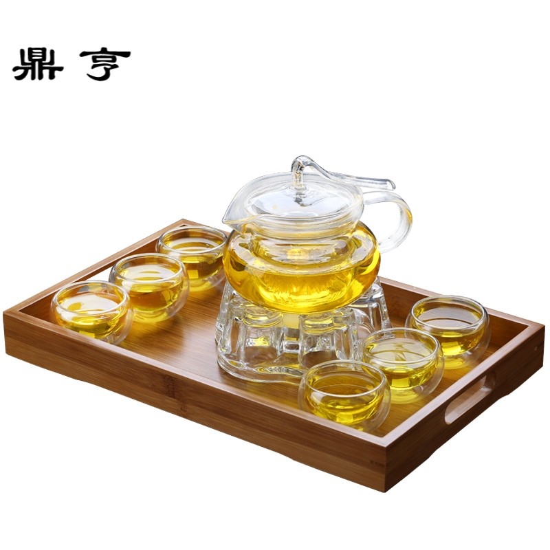 鼎亨耐热玻璃茶壶压把壶玻璃过滤透明花茶泡茶壶沏茶玻璃壶茶具可