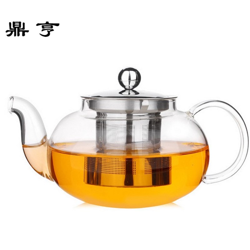 鼎亨耐热玻璃茶壶不锈钢过滤透明玻璃泡茶壶功夫茶具红茶花茶壶耐