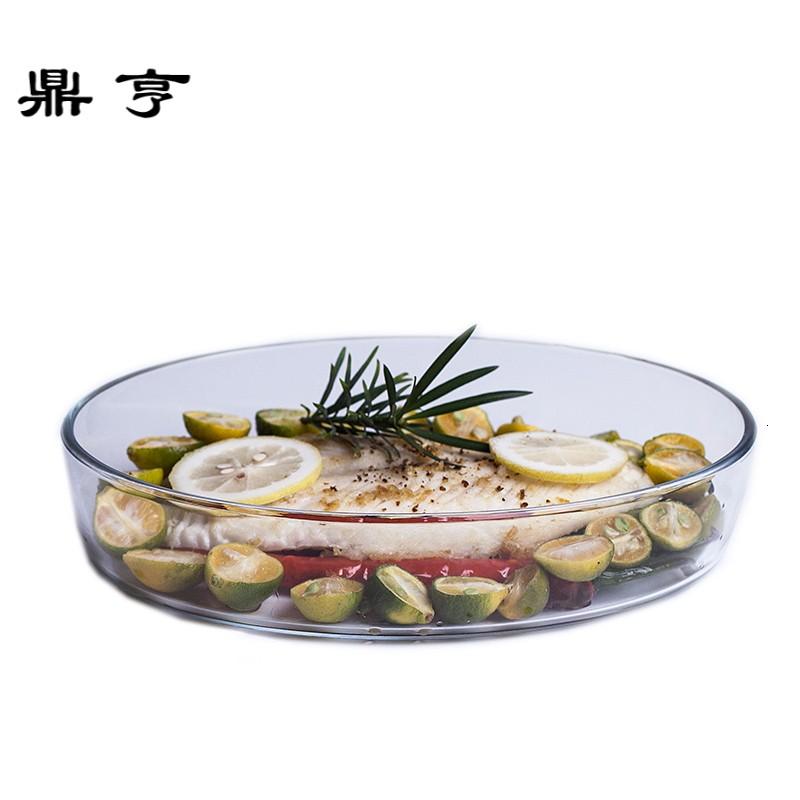 鼎亨自然格│创意加厚玻璃烤盘烤鱼盘椭圆形耐高温烘焙烤盆冷餐