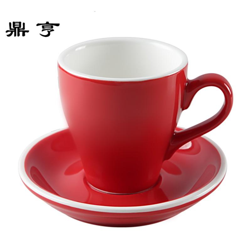 鼎亨cybil 欧式陶瓷咖啡杯碟午茶杯 标准拉花杯碟 红色厚实280ml