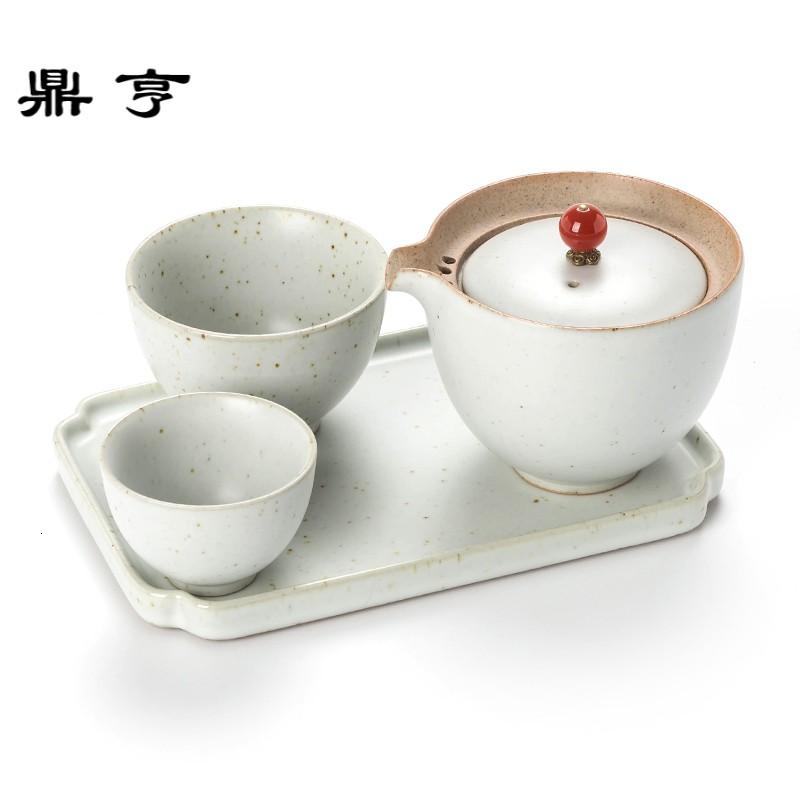 鼎亨日式快客杯粗陶一壶二杯便携旅行陶瓷功夫茶具套装两茶杯家用