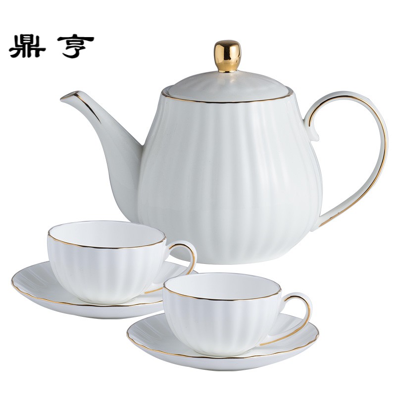 鼎亨北欧创意简约南瓜咖啡杯套装骨瓷金边咖啡杯套具家用茶杯送勺