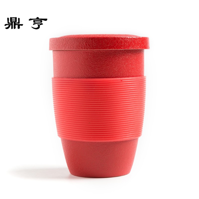 鼎亨马克杯定制 创意个人家用过滤茶杯办公室陶瓷带盖泡茶快客杯