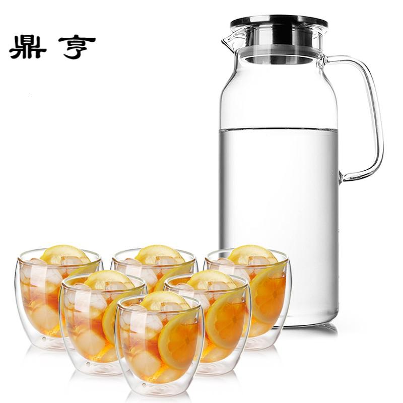鼎亨凉水壶套装大容量冷水壶玻璃杯家用耐热防爆耐高温茶壶果汁壶