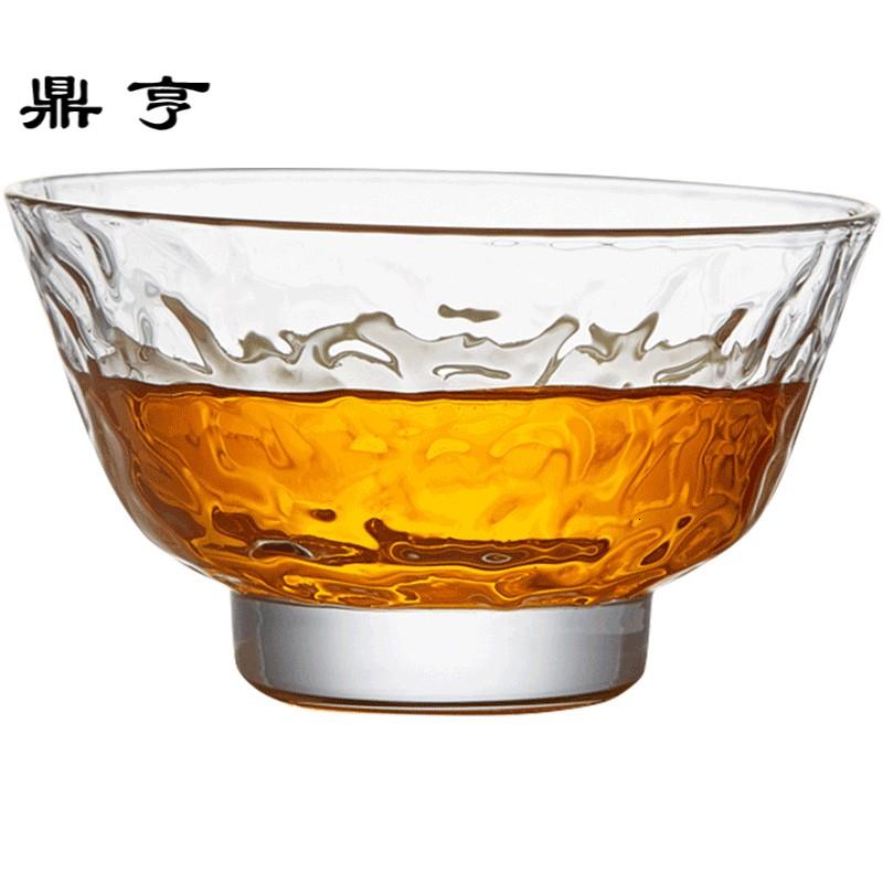 鼎亨日式锤纹品茗闻香杯耐高温玻璃茶杯手工茶具配件小杯子