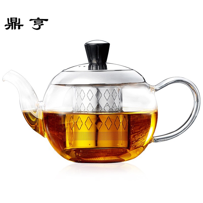 鼎亨 耐热玻璃茶壶家用花茶壶 不锈钢过滤泡茶壶耐高温小冲茶器