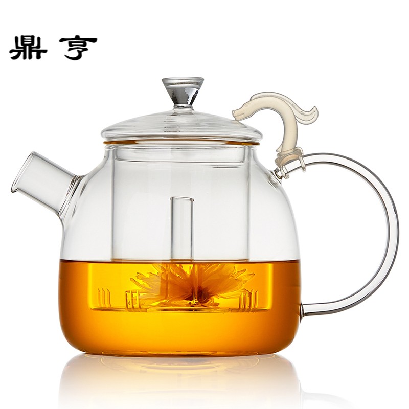 鼎亨 耐热玻璃泡茶壶家用花茶具套装 煮茶带过滤功夫大号茶水壶