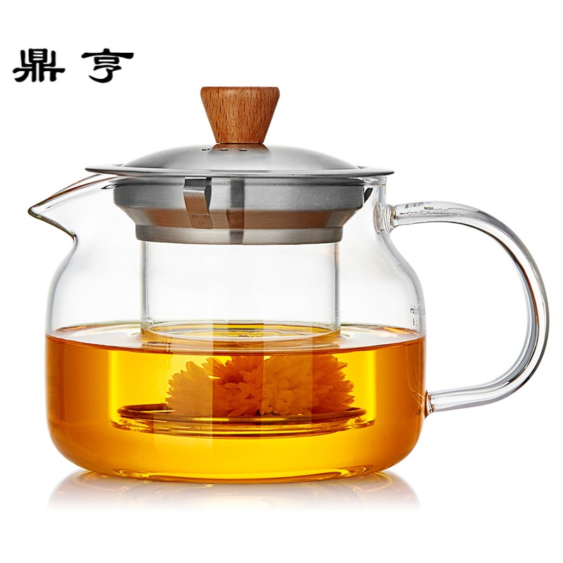 鼎亨耐热玻璃茶壶家用迷你泡花茶壶带过滤耐高温泡茶器