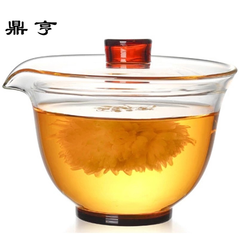 鼎亨特价处理耐热玻璃盖碗分茶器敬茶碗三才碗功夫茶具家用手抓泡