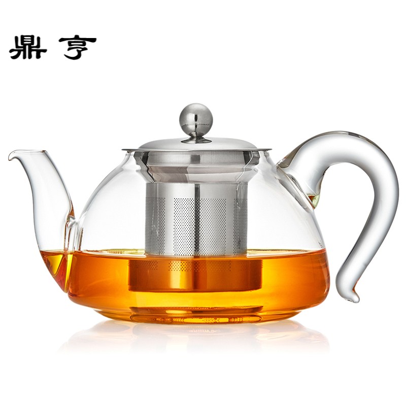 鼎亨耐热玻璃茶壶不锈钢内胆加厚泡茶壶大容量耐高温泡茶器