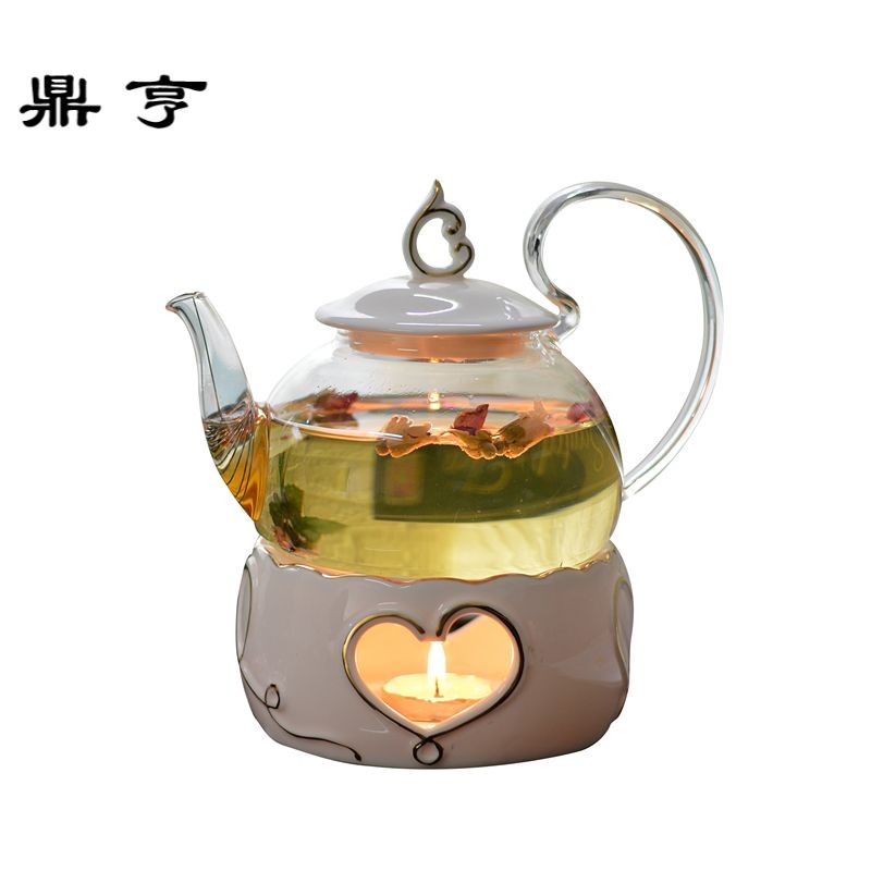 鼎亨日式煮茶壶花茶壶煮水果茶壶套装陶瓷玻璃下午茶花果茶具蜡烛