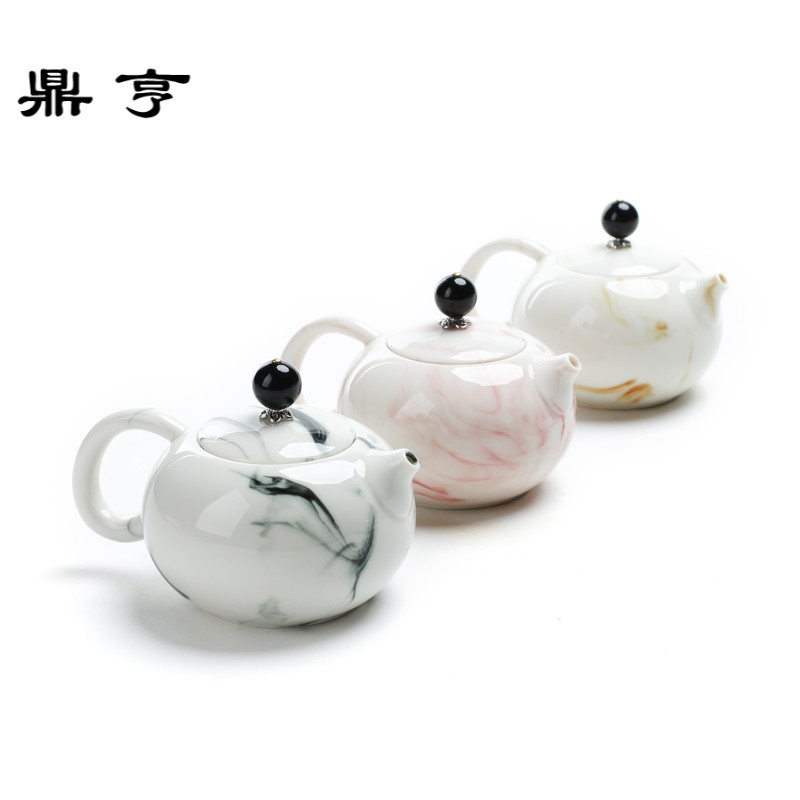 鼎亨 水墨西施茶壶玉瓷泡茶壶陶瓷茶具中式素烧小单壶小茶壶