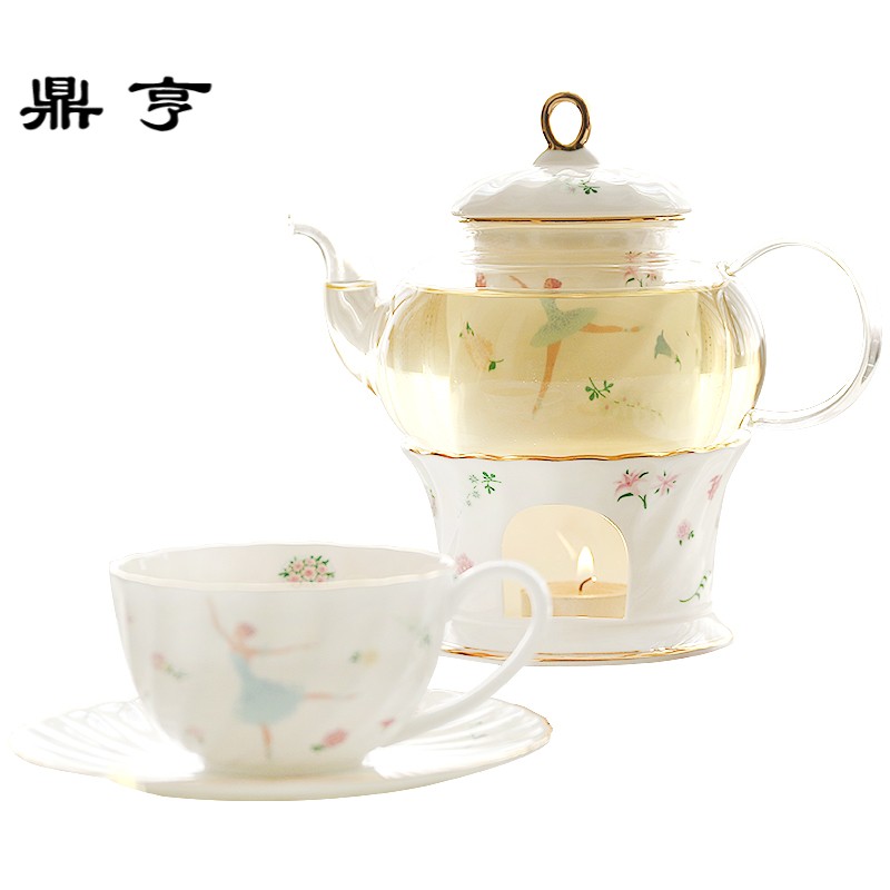 鼎亨那些时光 花茶壶套装欧式水果茶壶陶瓷玻璃花茶茶具套装加热