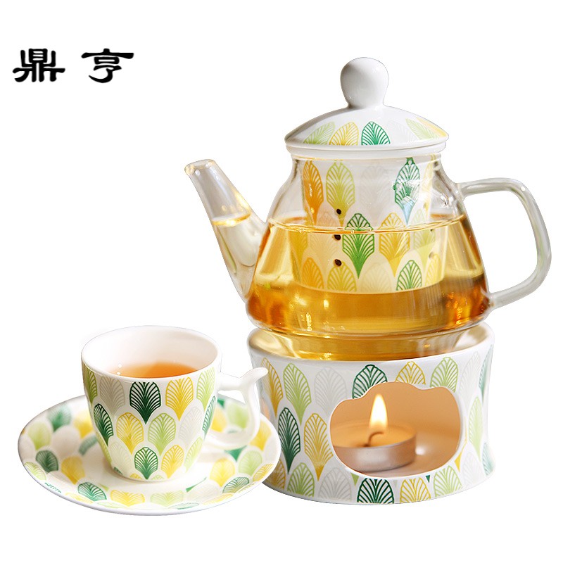 鼎亨那些时光 蜡烛加热茶壶花茶壶套装 煮水果茶玻璃壶下午茶杯红