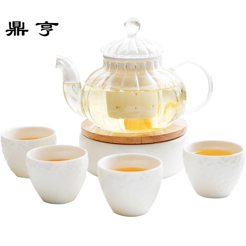 鼎亨那些时光 花茶壶 水果茶壶套装 花茶杯套装 陶瓷玻璃耐热花茶
