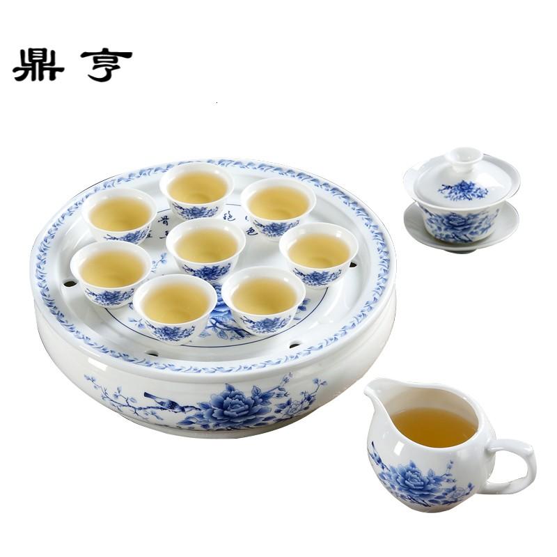 鼎亨茶具套装景德镇现代整套陶瓷功夫茶具家用茶杯茶壶青花瓷茶盘